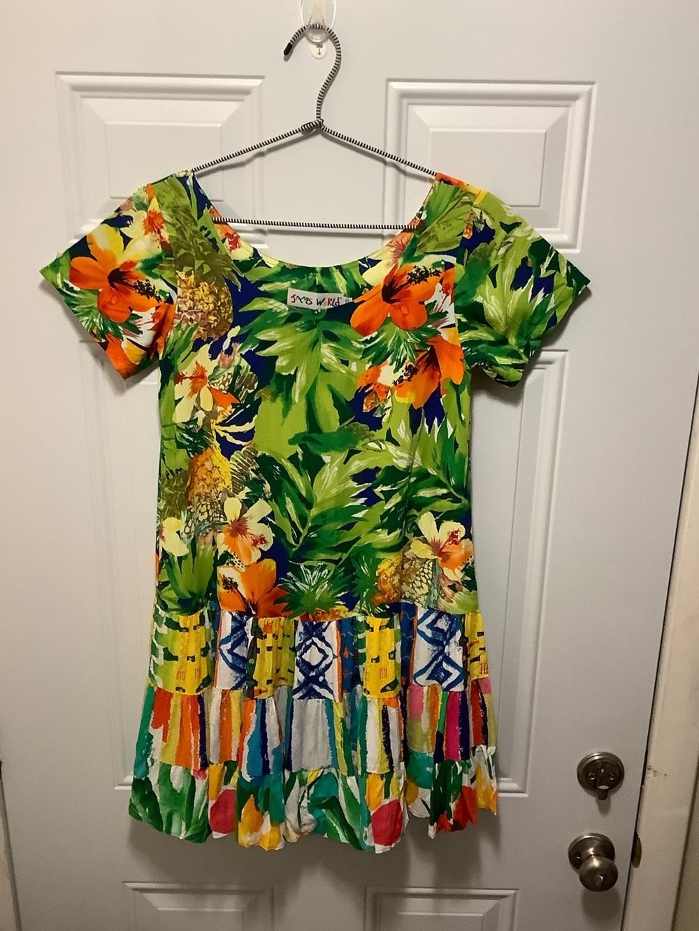 Jams World| XS  Tropical Floral Mixed Print Drop Waist 3 Tier Hattie Dress Artsy